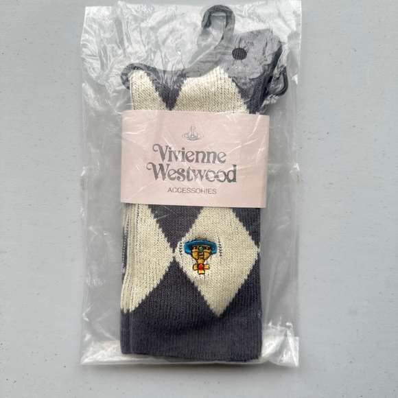 Vivienne Westwood Gray and Cream Argyle Diamond Socks - Picture 3 of 4